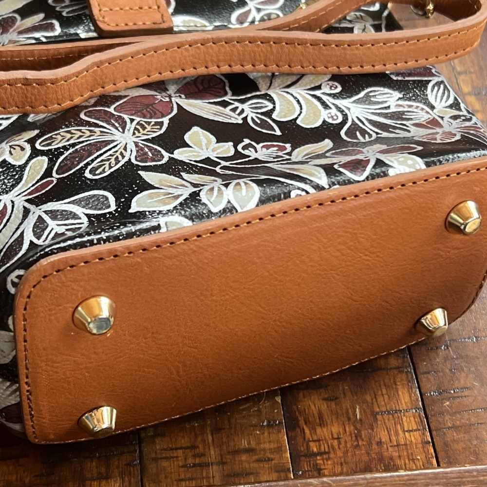 VALENTINA Italy Floral Print Leather Crossbody Bag - Picture 8 of 9